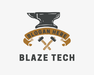 Blacksmith Anvil Banner logo design