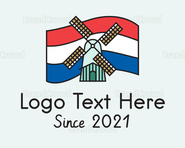 Netherlands Flag Windmill Logo