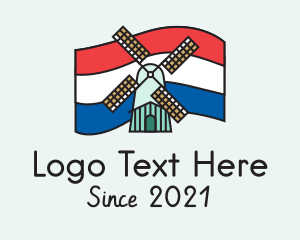 Brown House - Netherlands Flag Windmill logo design