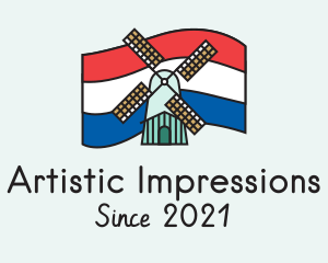 Netherlands Flag Windmill logo design