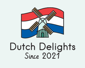 Dutch - Netherlands Flag Windmill logo design
