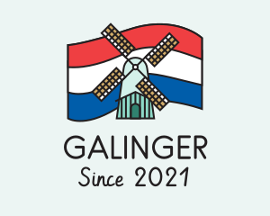 Nation - Netherlands Flag Windmill logo design