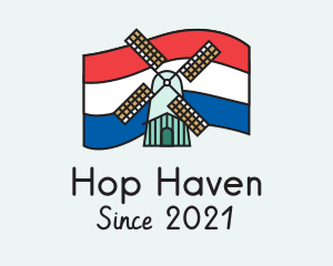 Netherlands Flag Windmill logo design