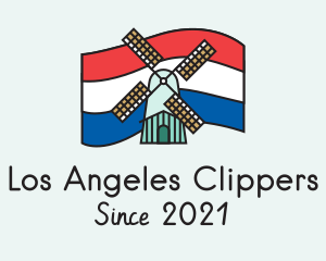Netherlands Flag Windmill logo design