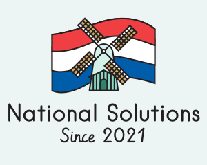 National - Netherlands Flag Windmill logo design