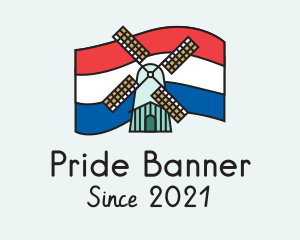 Flag - Netherlands Flag Windmill logo design