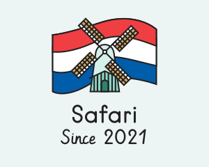 Netherlands Flag Windmill logo design