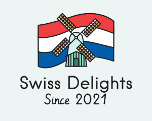 Netherlands Flag Windmill logo design