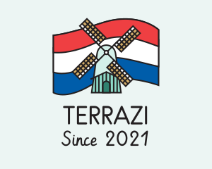 Netherlands Flag Windmill logo design