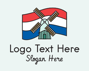 Netherlands Flag Windmill Logo