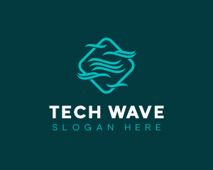 Digital Technology Waves logo design