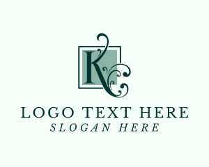 Organic Products - Organic Swirl Letter K logo design