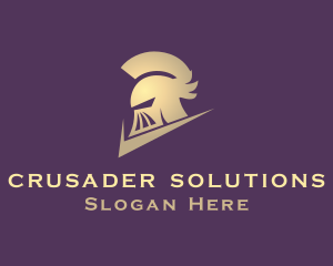 Crusader - Golden Knight Helmet logo design
