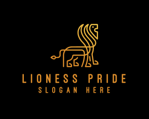 Gold Minimalist Lion logo design