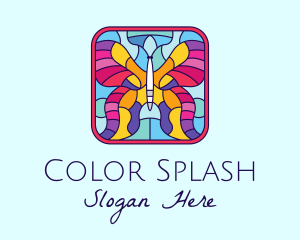 Colorful Stained Glass Butterfly logo design