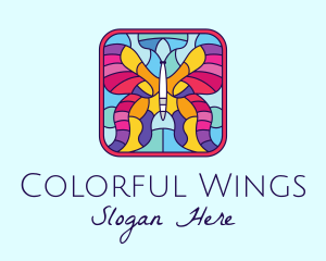 Colorful Stained Glass Butterfly logo design