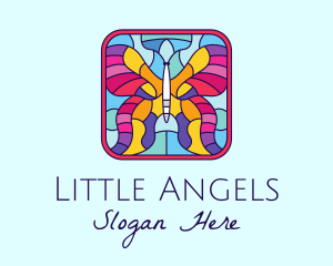 Stained Glass - Colorful Stained Glass Butterfly logo design