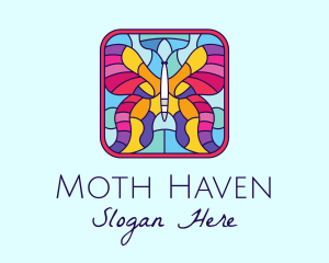 Moth - Colorful Stained Glass Butterfly logo design