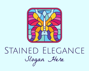 Colorful Stained Glass Butterfly logo design