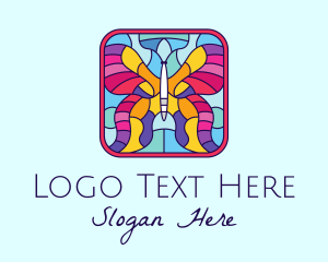 Yoga - Colorful Stained Glass Butterfly logo design