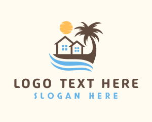 Beach Umbrella - Summer Island Coast logo design