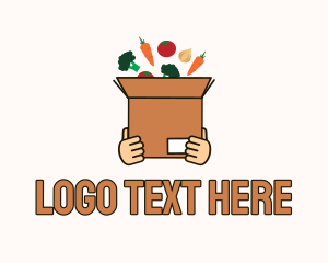 Broccoli - Hand Grocery Box logo design