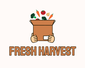 Vegetables - Hand Grocery Box logo design