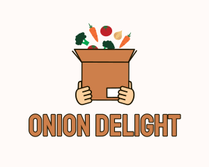 Onion - Hand Grocery Box logo design