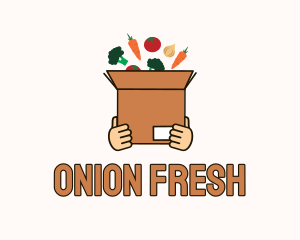Onion - Hand Grocery Box logo design