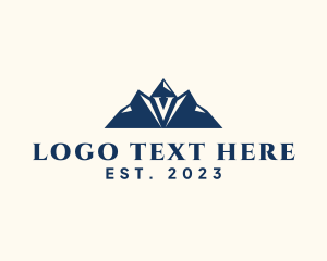 Mountain Mining Letter V logo design
