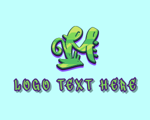 Pop Culture - Green Graffiti Art Letter M logo design
