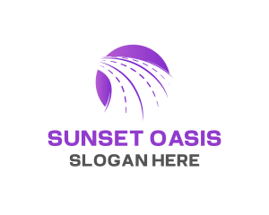 Modern Road Highway Sunset logo design