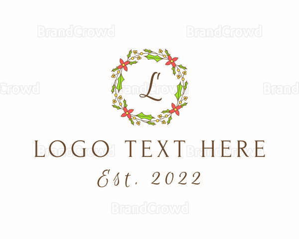 Christmas Wreath Ornament Logo