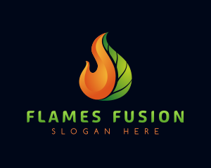 Gradient Leaf Flame logo design