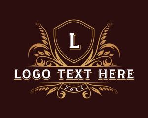 Luxury - Decorative Floral Shield Crest logo design