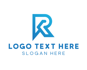 Initial - Blue Futuristic Letter R Outline logo design
