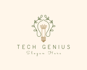 Technologist - Leaf Vine Light Bulb logo design