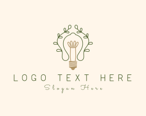 Industrial - Leaf Vine Light Bulb logo design