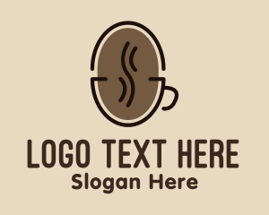 Brew - Coffee Bean Cup logo design