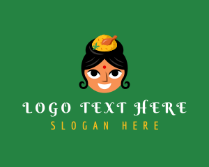 Bowl - Indian Biryani Woman logo design