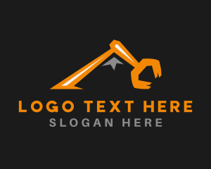 Construction Worker - Excavator Claw Mountain logo design