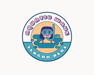 Cartoon Female Swimmer logo design