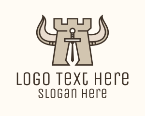 Steak - Medieval Turret Sword logo design