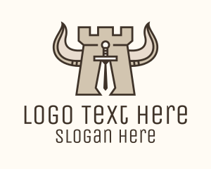 Cow - Medieval Turret Sword logo design
