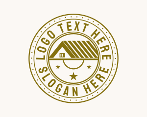 Residential - Gold House Roof Badge logo design