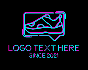Speech Bubble - Neon Sneaker Shoe logo design
