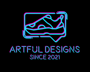 Neon Sneaker Shoe logo design