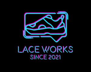 Shoelace - Neon Sneaker Shoe logo design