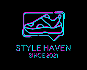 Shoe - Neon Sneaker Shoe logo design