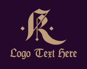 Tattoo Artist - Gothic Typography Letter R logo design